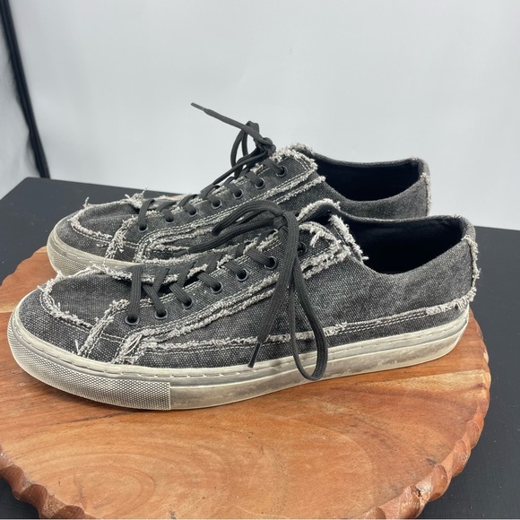 Nothing New Kicks Black Canvas Gray Distressed Sneakers Mens Sz 10 - Picture 3 of 7